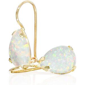 Yellow Gold Plated Opalite Teardrop Earrings 925 Silver 7x10mm NWT